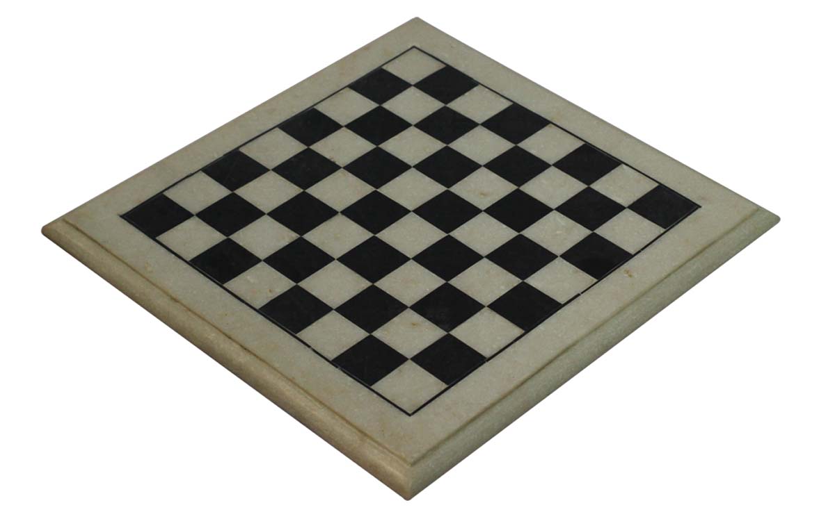 Wholesale Marble 12x12” Chess Board - Bulk Buy Handmade Marble Black & White Chess Board with White Borders - Toys & Games from India