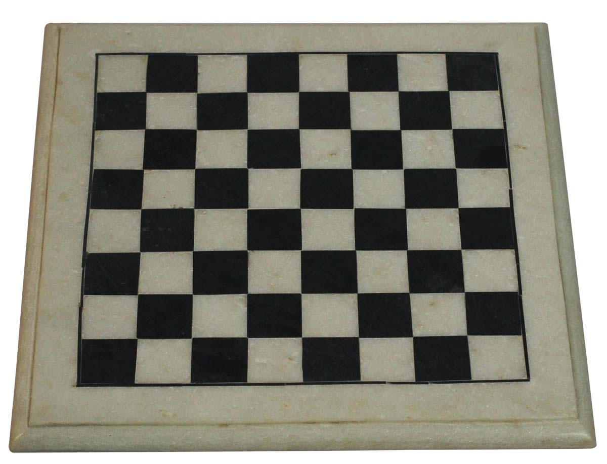 Wholesale Marble 12x12” Chess Board - Bulk Buy Handmade Marble Black & White Chess Board with White Borders - Toys & Games from India