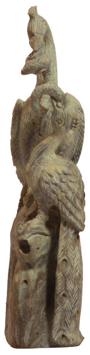 Wholesale Peacock & Snake Figurine - Buy in Bulk 8.6” Hand Carved White Stone Peacock & Peahen Figurine/Statue - Unique Open-Work Art - Unique Animal Decor Sculpture