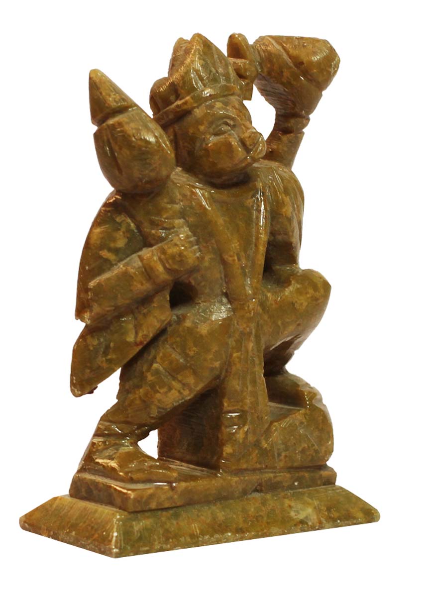Wholesale Lord Hanuman Figurine - Buy in Bulk 6.4” Hand Carved Soapstone God Bajrangbali Idol/Figurine/Statue - Unique Good Luck Charms Stone Sculpture - Religious Gifts/Home & Office Decor