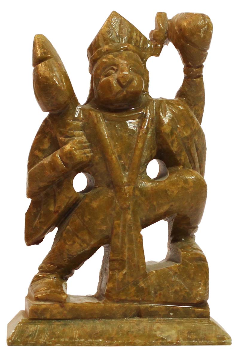 Wholesale Lord Hanuman Figurine - Buy in Bulk 6.4” Hand Carved Soapstone God Bajrangbali Idol/Figurine/Statue - Unique Good Luck Charms Stone Sculpture - Religious Gifts/Home & Office Decor