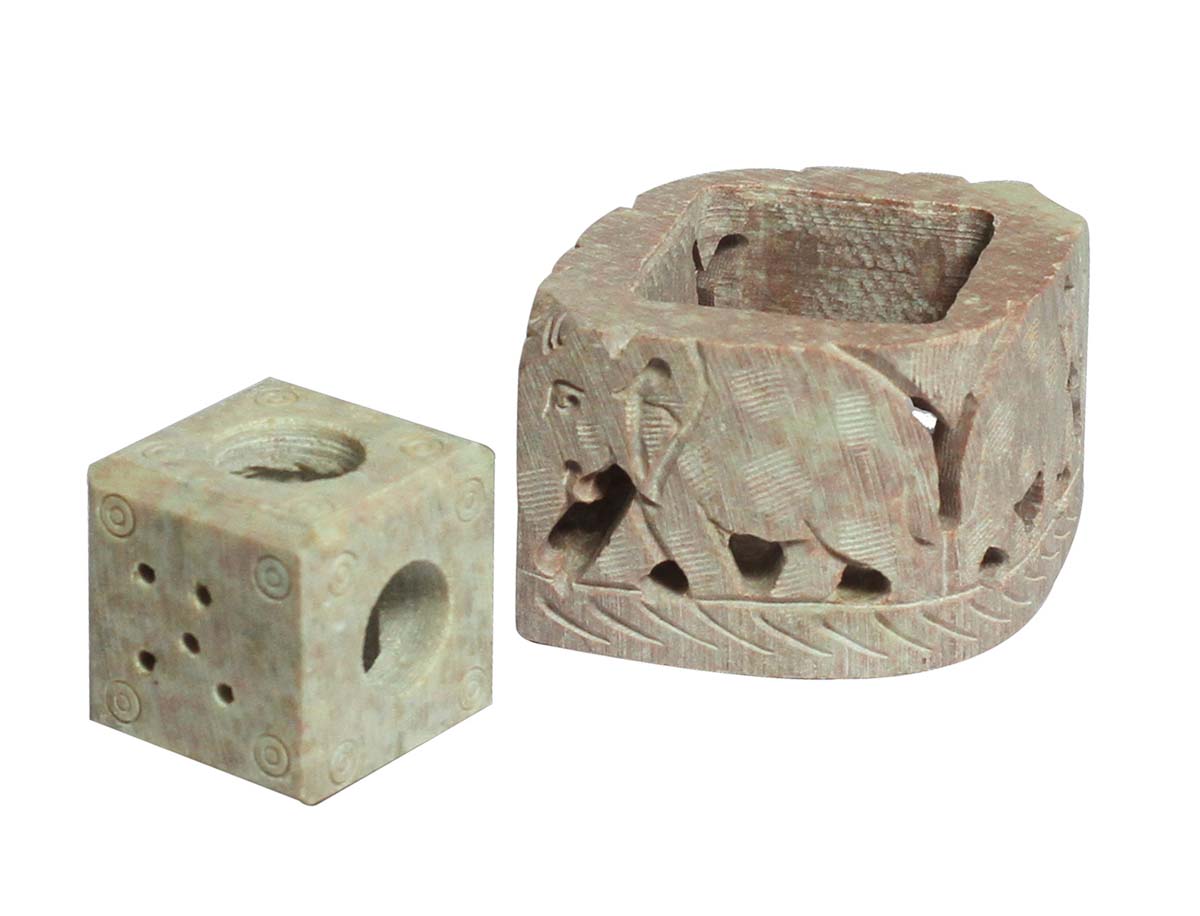 Bulk Wholesale Incense Stick Holder / Taper Candle Holder / Tealight Candle Holder – Hand-Carved in Soapstone with Elephant Motifs – Home Décor