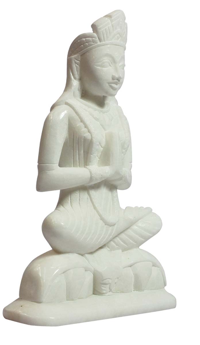 Wholesale Indian Goddess Parvati Figurine - Buy in Bulk 10.4” Hand Carved White Marble Hindu Goddess Figurine/Statue - Unique Good Luck Charms Sculpture of Hindu God & Goddess - Religious Home & Office Decor
