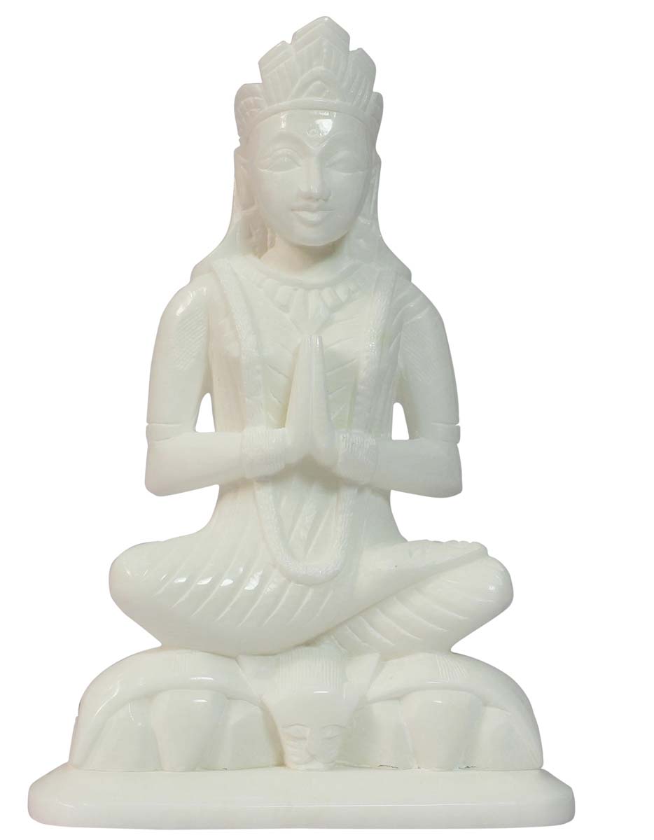 Wholesale Indian Goddess Parvati Figurine - Buy in Bulk 10.4” Hand Carved White Marble Hindu Goddess Figurine/Statue - Unique Good Luck Charms Sculpture of Hindu God & Goddess - Religious Home & Office Decor