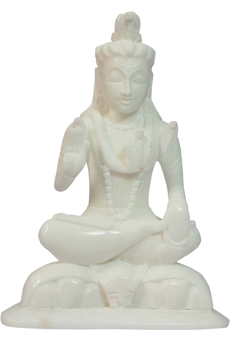 Wholesale Indian Lord Shiva Figurine - Buy in Bulk 10.4” Hand Carved White Marble Hindu God Shiva Figurine/Statue - Unique Good Luck Charms Sculpture of Hindu God & Goddess - Religious Home & Office Decor