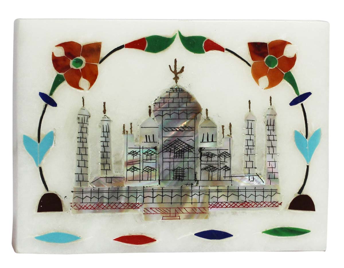 Bulk Wholesale Handmade Rectangle-Shaped Organizer / Holder / Stand for Cards & Pens – Decorated with Taj Mahal Motif – Desk Accessories – Office Décor 