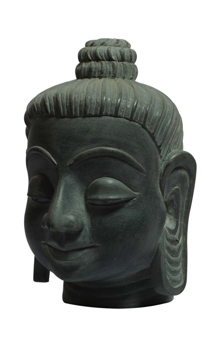Bulk Buy Palewa Stone 10” Lord Buddha (Siddhartha) Head Sculpture/Figurine in Wholesale - Hand Carved Stone Gray Color Buddha Head Statue - Unique Good Luck Charms Stone Sculpture - Home & Office Decor
