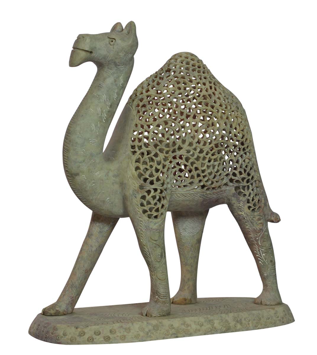 Wholesale Camel (Desert King) Figurine/Sculpture - Bulk Buy 12” Hand Carved Soapstone Statue of Mother and Baby Camel - Unique Open-Work Art - Animal Decor Sculpture - Baby Shower Gifts from India