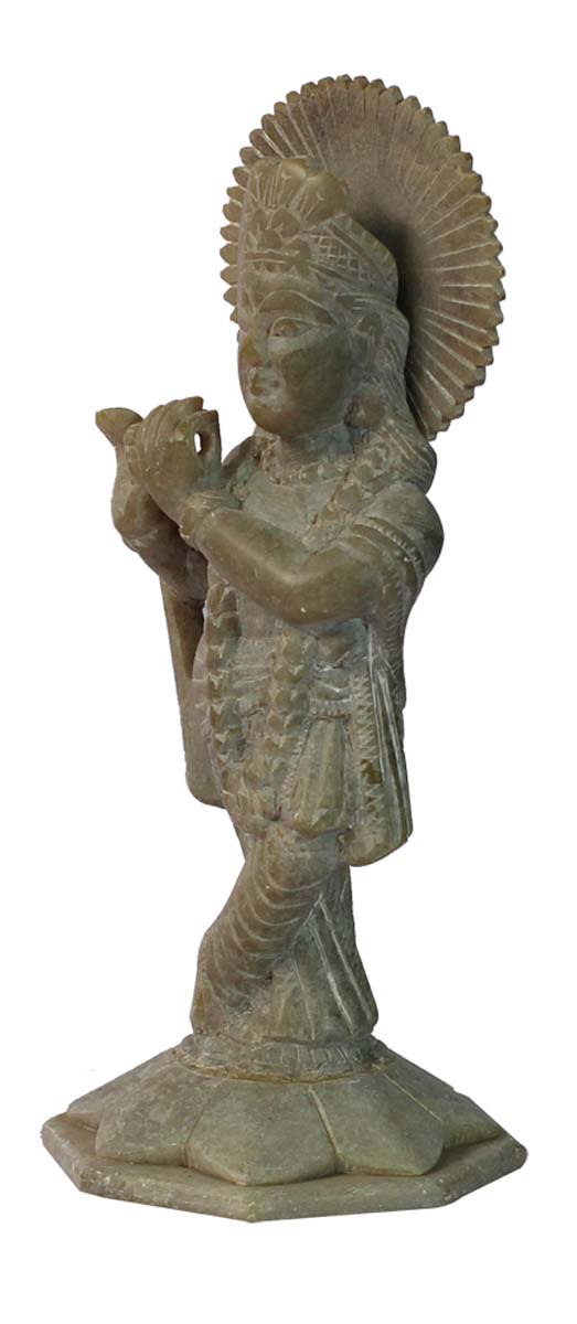 Bulk Buy 10” Soapstone Lord Krishna Figurine - Buy in Bulk Hand Carved Soapstone Hindu God Figurine/Statue - Unique Good Luck Charms Sculpture of Hindu God - Home & Office Decor from India