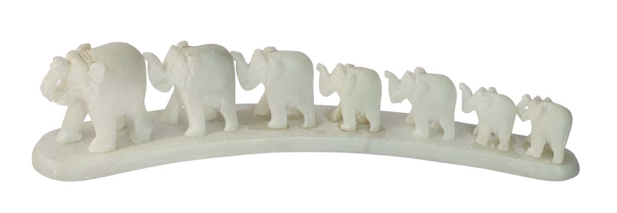 Wholesale ‘Elephant Parade’ Showpiece/Sculpture/Figurine - Bulk Buy Hand Carved 10” Stone Elephant Statue - Animal Figurines/Decorative Art-Piece - Home Decor Gifts from India
