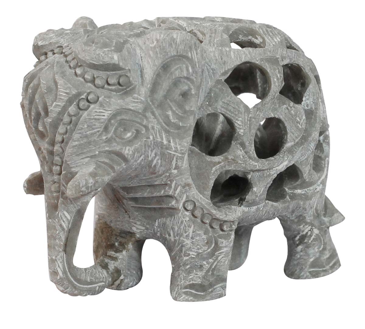 Wholesale Elephant Figurine - Bulk Buy 4” Hand Carved Soapstone Statue of Mother and Baby Elephant - Unique Filigree Art - Animal Decor Sculpture - Baby Shower Gifts from India
