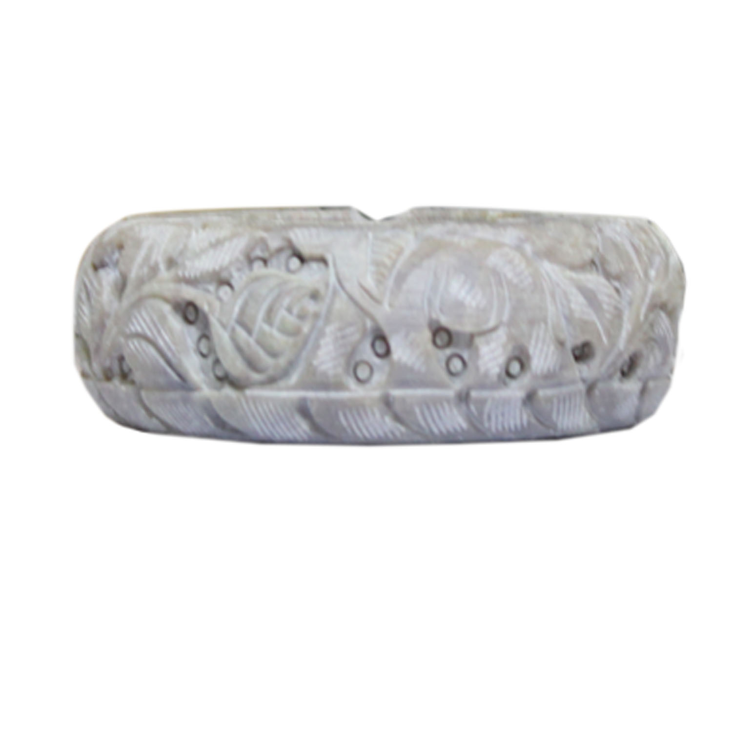 Bulk Wholesale 4” Round-Shaped Ashtray in Shades of Pink & Beige - Handmade in Soapstone - Carved with Elephant Motifs - Table-Top Accessories