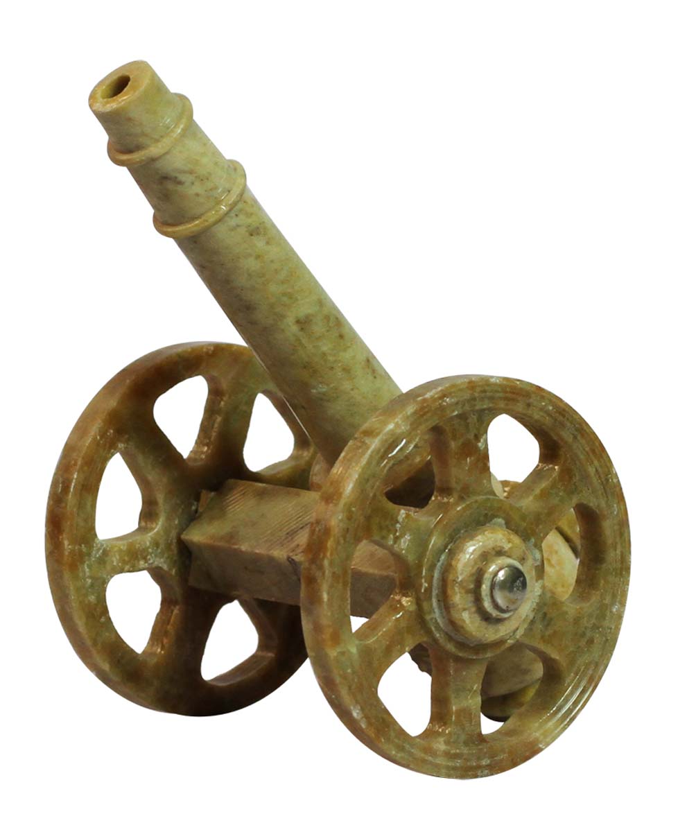 Bulk Wholesale Cannon Sculpture in Soapstone - Hand-Crafted 4” Artillery Showpiece/Decor from India - Antique-Look Art-Pieces for Home & Offices