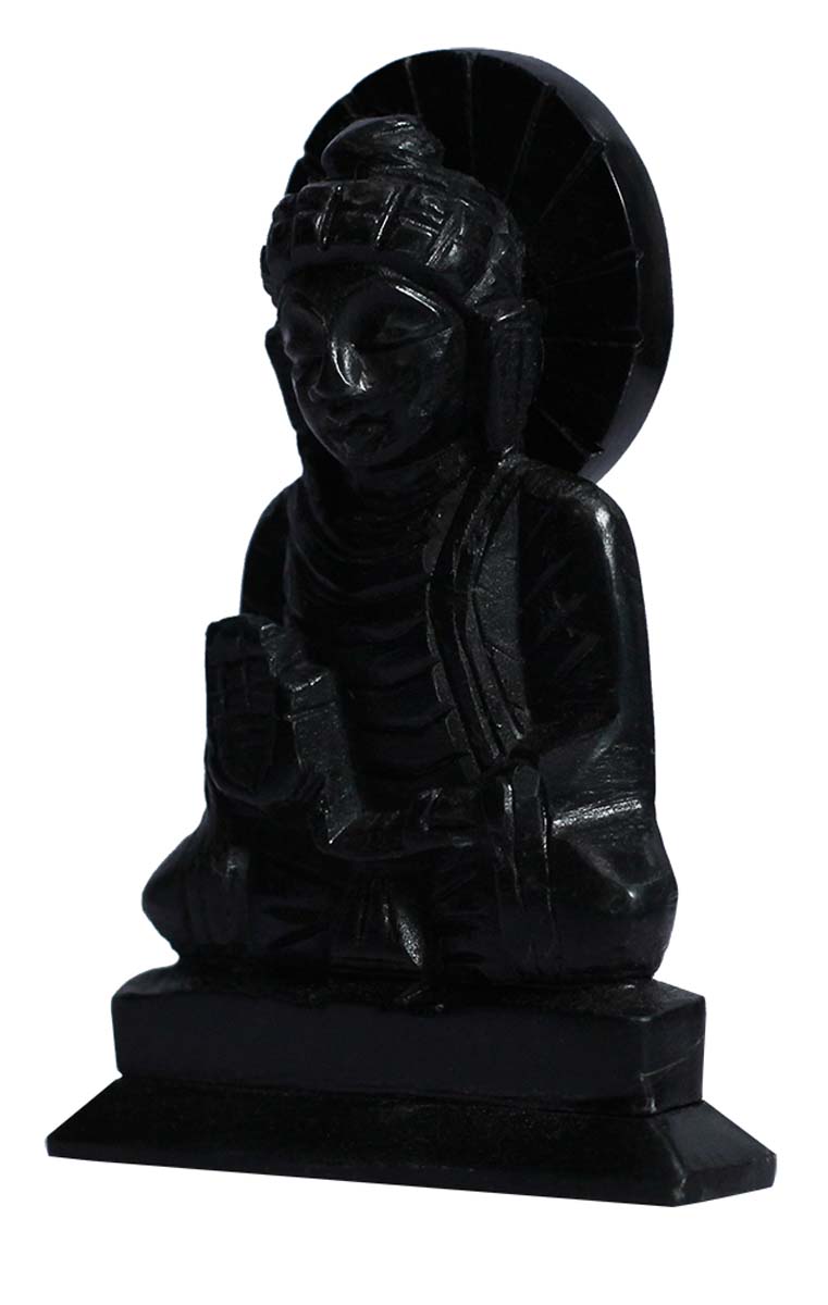 Wholesale 5" Hand Carved Black Palewa Stone Lord Buddha (Siddhartha) Figurine - Buy in Bulk Auspicious Buddha Figurine/Statue - Unique Good Luck Charms Stone Sculpture - Home & Office Decor