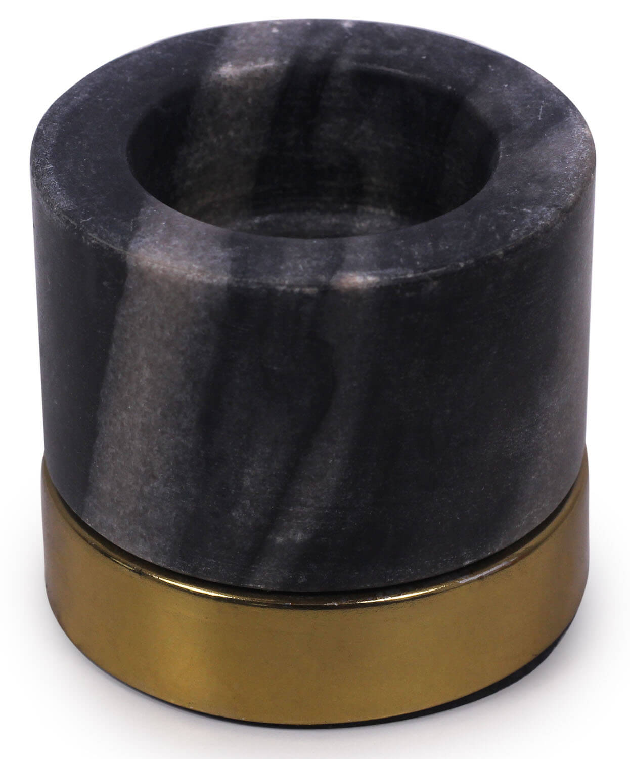 ArtistryBazaar Handmade Small Cute 2.5” Round Votive Candle Holder – Black With Grey Undertones Marble With Metal Detailing - Table Top Accessories / Lighting Solutions - Home Décor Parties Wedding Decorations Holiday Gifts Birthday / Hostess Gifts
