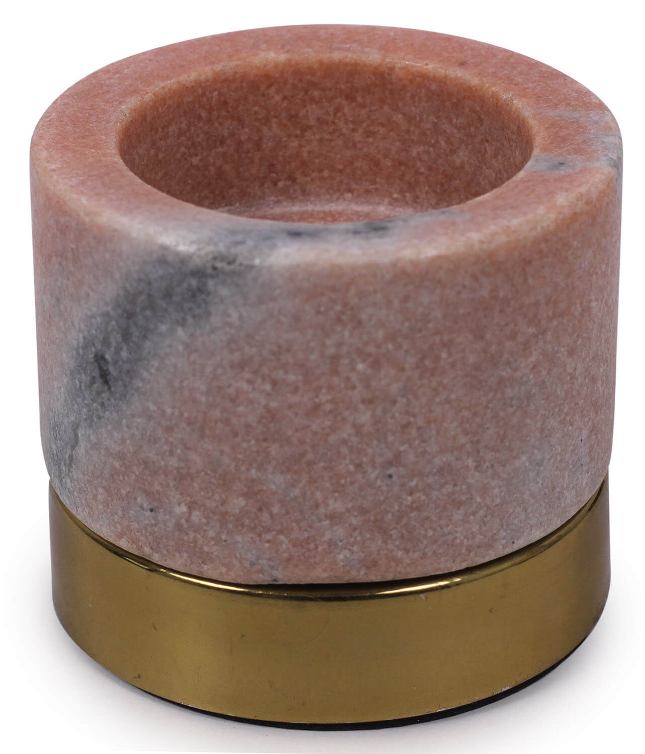 ArtistryBazaar Handmade Small Cute 2.5” Round Votive Candle Holder – Pink With Grey Undertones Marble With Metal Detailing - Table Top Accessories / Lighting Solutions - Home Décor Parties Wedding Decorations Holiday Gifts Birthday / Hostess Gifts