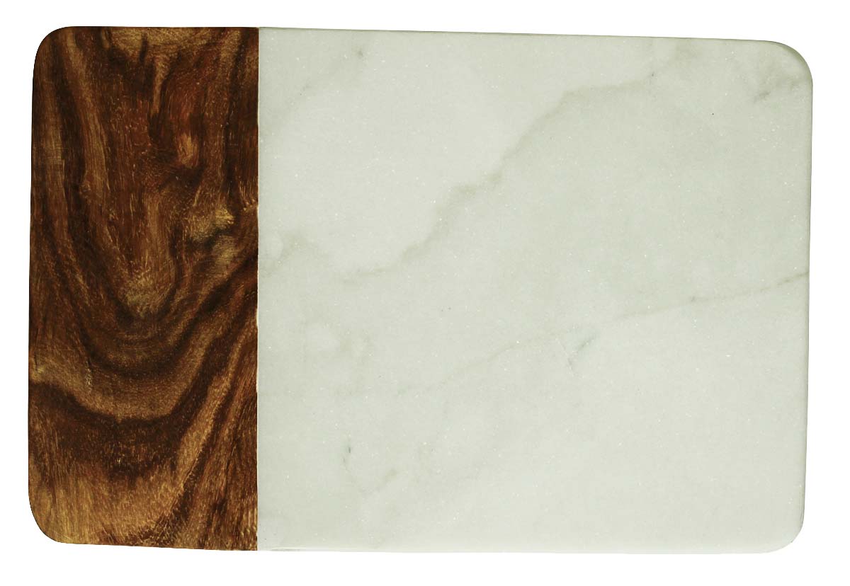 Bulk Wholesale Chopping Cutting Board - 10.6 x 7.1”Rectangular Handmade White Marble & Wood Vegetable Cutting Board - Kitchen Accessories/Essentials/Tools