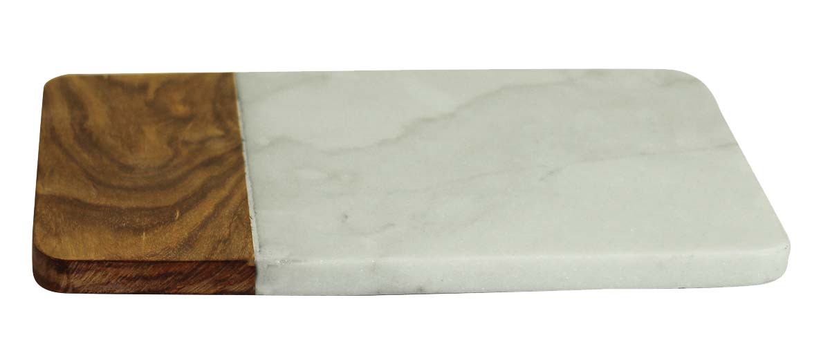 Bulk Wholesale Chopping Cutting Board - 10.6 x 7.1”Rectangular Handmade White Marble & Wood Vegetable Cutting Board - Kitchen Accessories/Essentials/Tools