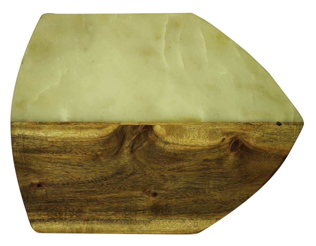 Bulk Wholesale Pentagon-Shaped Cutting/Chopping Board in White Marble & Wood 14.5” Handmade - Kitchen Accessories/Essentials/Tools - Home Decor
