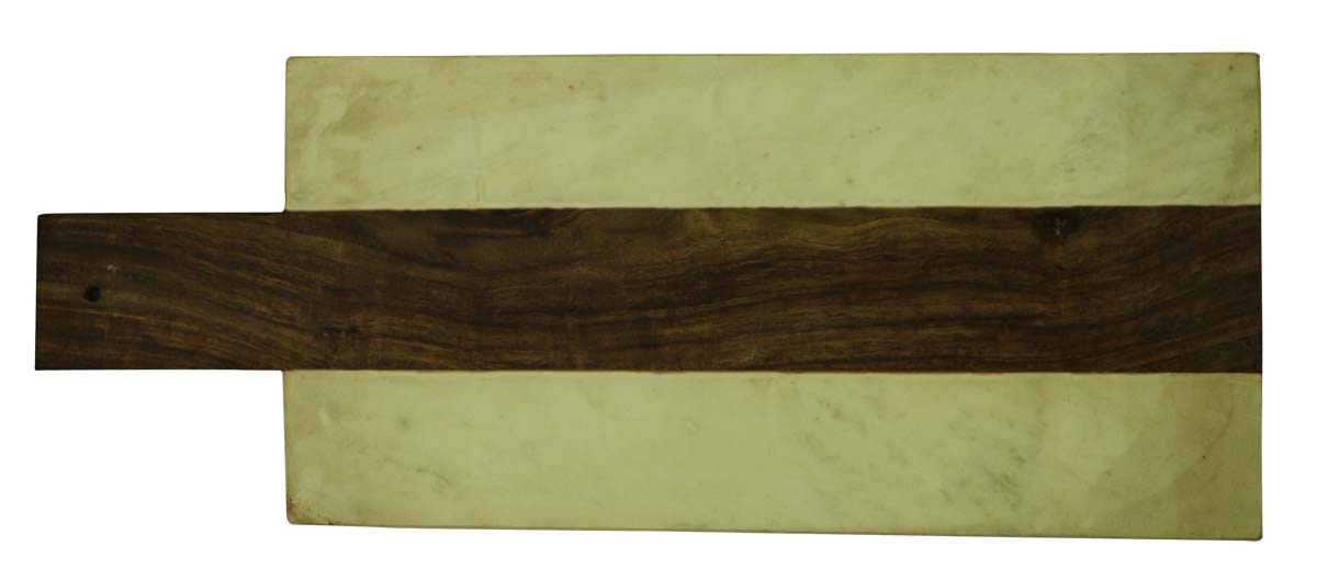 Bulk Wholesale Cutting/Chopping Board 18.7” Rectangle-Shaped Handmade in White Marble & Wood - Kitchen Accessories/Essentials/Tools - Home Decor