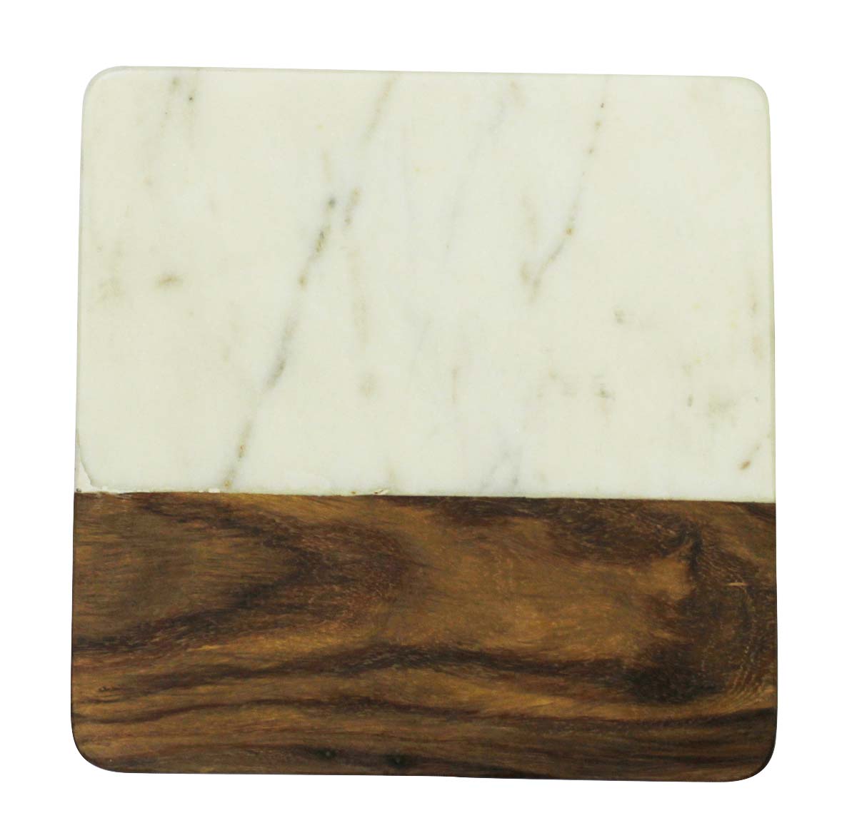 Bulk Wholesale Chopping/Cutting Board 8” Handmade in Square-Shaped White Marble & Wood - Kitchen Accessories/Essentials/Tools - Home Decor