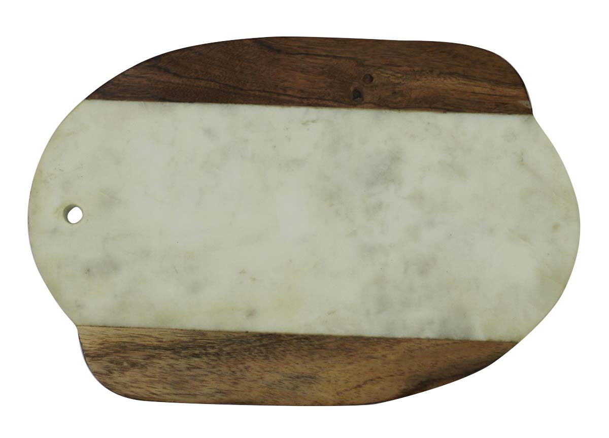 Bulk Wholesale 12” Chopping/Cutting Board in Unique-Shape - Handmade in Wood & White Marble - Kitchen Accessories/Essentials/Tools - Home Decor