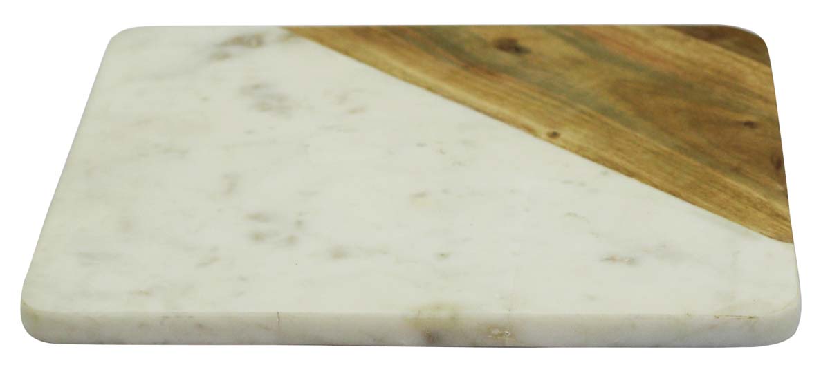 Bulk Wholesale Chopping/Cutting Board in Wood & White Marble 11.6” Handmade in Rectangle Shaped - Kitchen Accessories/Essentials/Tools - Home Decor