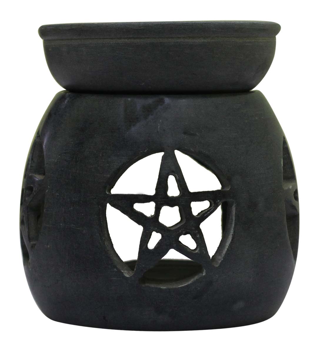 Wholesale Black Paleva Stone Essential Oil Diffuser - Bulk Buy Stone Gray-Black Aromatherapy Wax Melt/Tart Warmer with Star Motif - Essential Fragrance Accessories