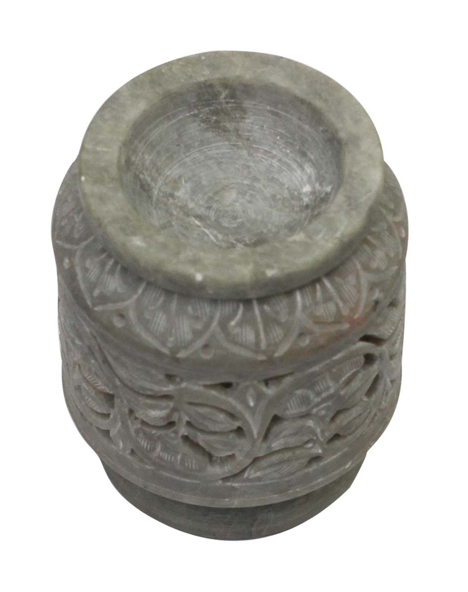 Wholesale Soapstone 4.4” Essential Oil Diffuser - Bulk Buy Soapstone Aromatherapy Wax Melt/Tart Warmer Designed with Leafy Patterns & Cut-Outs - Essential Fragrance Accessories