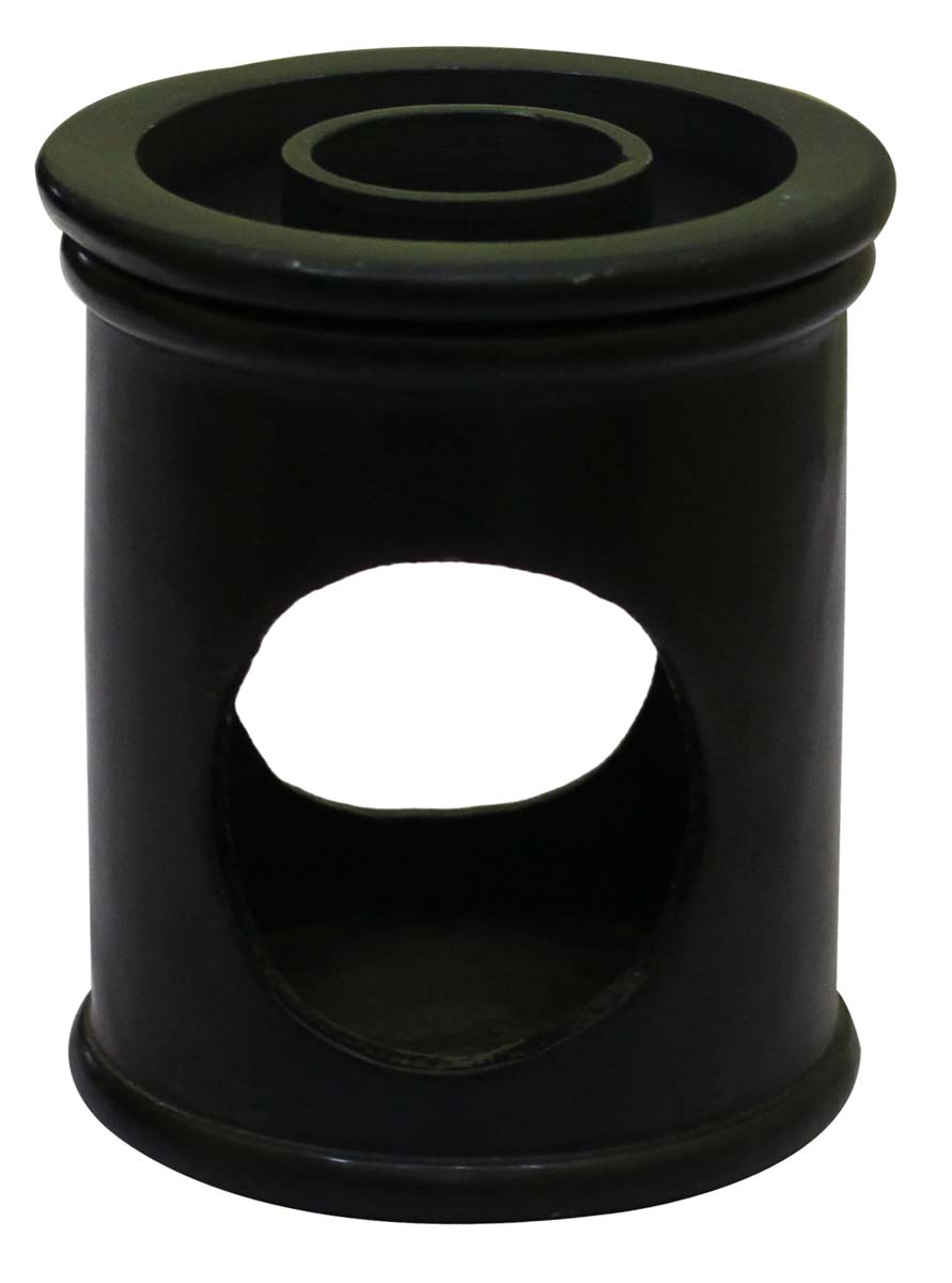 Wholesale Black Soapstone 4.2” Essential Oil Diffuser - Bulk Buy Stone Aromatherapy Wax Melt/Tart Warmer with Circle Shaped Cut-Outs - Essential Fragrance Accessories