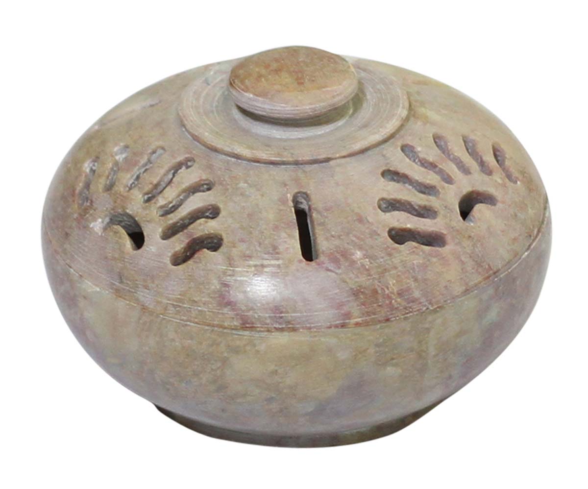 Bulk Wholesale Hand-Carved Round-Shaped Jewelry Box / Trinket Box in Soapstone – Decorative Keepsake Boxes – Dresser Accessories