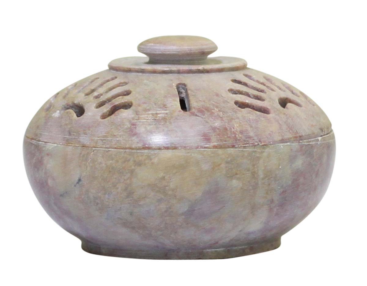Bulk Wholesale Hand-Carved Round-Shaped Jewelry Box / Trinket Box in Soapstone – Decorative Keepsake Boxes – Dresser Accessories