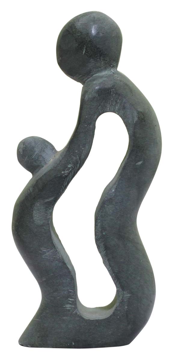 Wholesale 6” ‘Mom & Child Figurine - Buy in Bulk Hand Carved Stone Human-Form Figurine/Statue - Unique Good Luck Charms Stone Sculpture - Home & Office Decor