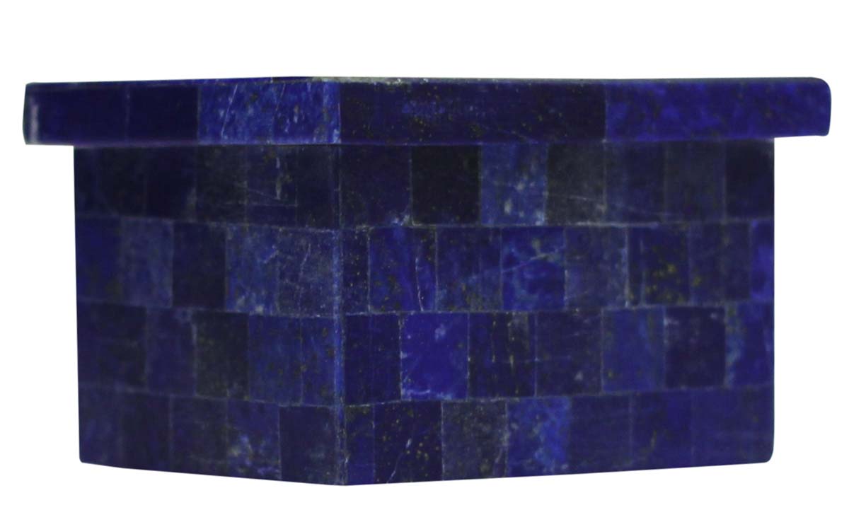 Wholesale Square Shaped Pattern 2.6x2.2” Jewelry Box in Bulk - Handmade Blue Jewelry Box/Trinket Box/Storage Box in White Marble & Mother of Pearl - Decorative Handmade Boxes from India