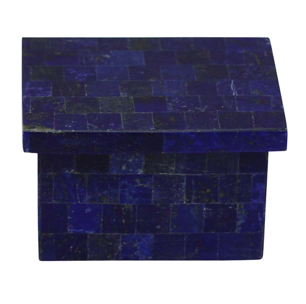 Wholesale Square Shaped Pattern 2.6x2.2” Jewelry Box in Bulk - Handmade Blue Jewelry Box/Trinket Box/Storage Box in White Marble & Mother of Pearl - Decorative Handmade Boxes from India