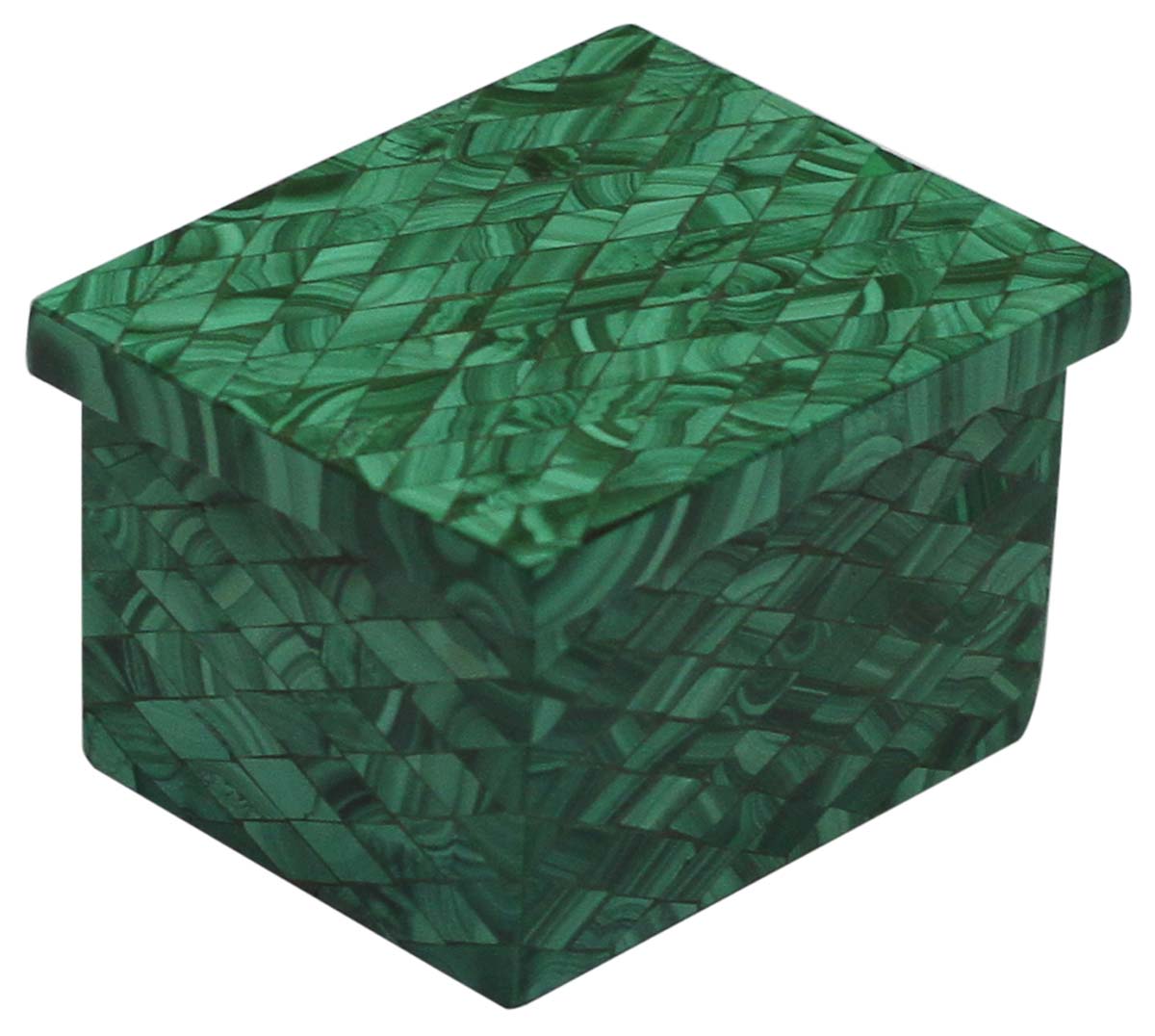 Wholesale 2.6x2.2” Jewelry Box in Bulk - Handmade Green Jewelry Box/Trinket Box/Storage Box with Diamond Shaped Patterns in White Marble & Mother of Pearl - Decorative Handmade Boxes from India