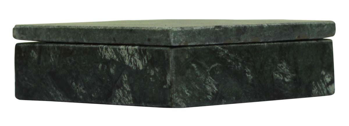 Wholesale 4” Green Marble Jewelry Box in Bulk - Hand-Carved Square-Shaped Jewelry Box/Trinket Box with a Top Lid - Decorative Handmade Marble Boxes from India