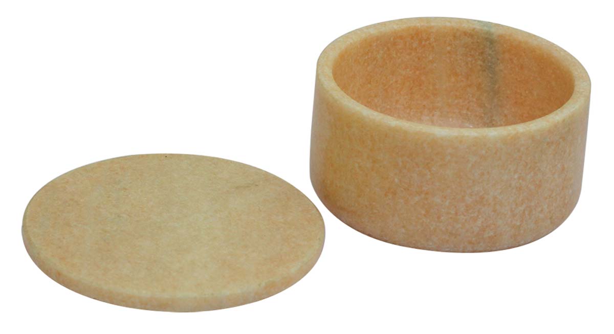 Wholesale 5” Marble Jewelry Box in Bulk - Hand-Carved Round Shaped Jewelry Box/Trinket Box with a Top Lid - Decorative Handmade Marble Boxes from India