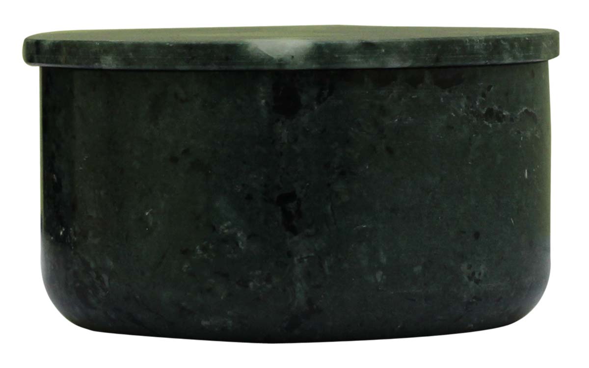Wholesale 5” Round Shaped Jewelry Box in Bulk - Hand-Carved Green Marble Jewelry Box/Trinket Box with a Top Lid - Decorative Handmade Marble Boxes from India