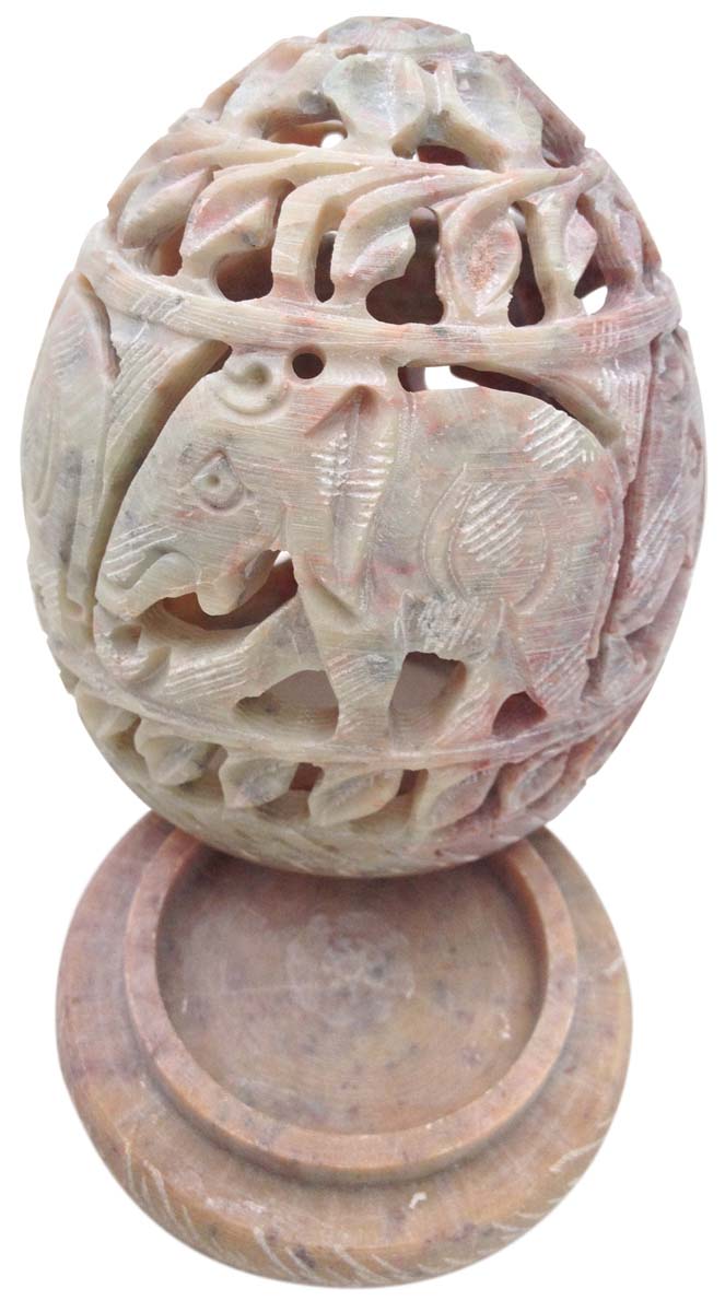 Buy in Bulk Wholesale Candle/Tea Light Holder 3.6” Natural Hand-Carved Soapstone - Animal Themed Home Decor Accessories