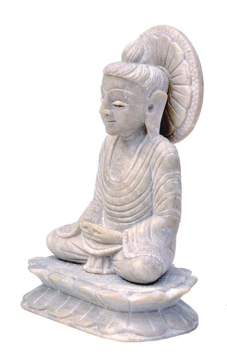 Wholesale Lord Buddha Figurine - Buy in Bulk 4.3” Hand Carved Natural Soapstone Buddha Figurine/Statue - Unique Good Luck Charms Sculpture - Home & Office Decor from India