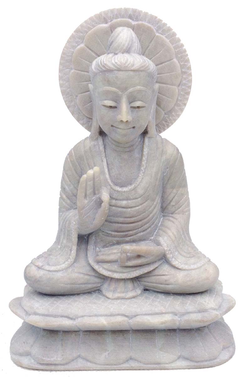 Wholesale Lord Buddha Figurine - Buy in Bulk 4.4” Hand Carved Natural Soapstone Buddha Figurine/Statue - Unique Good Luck Charms Sculpture - Home & Office Decor from India