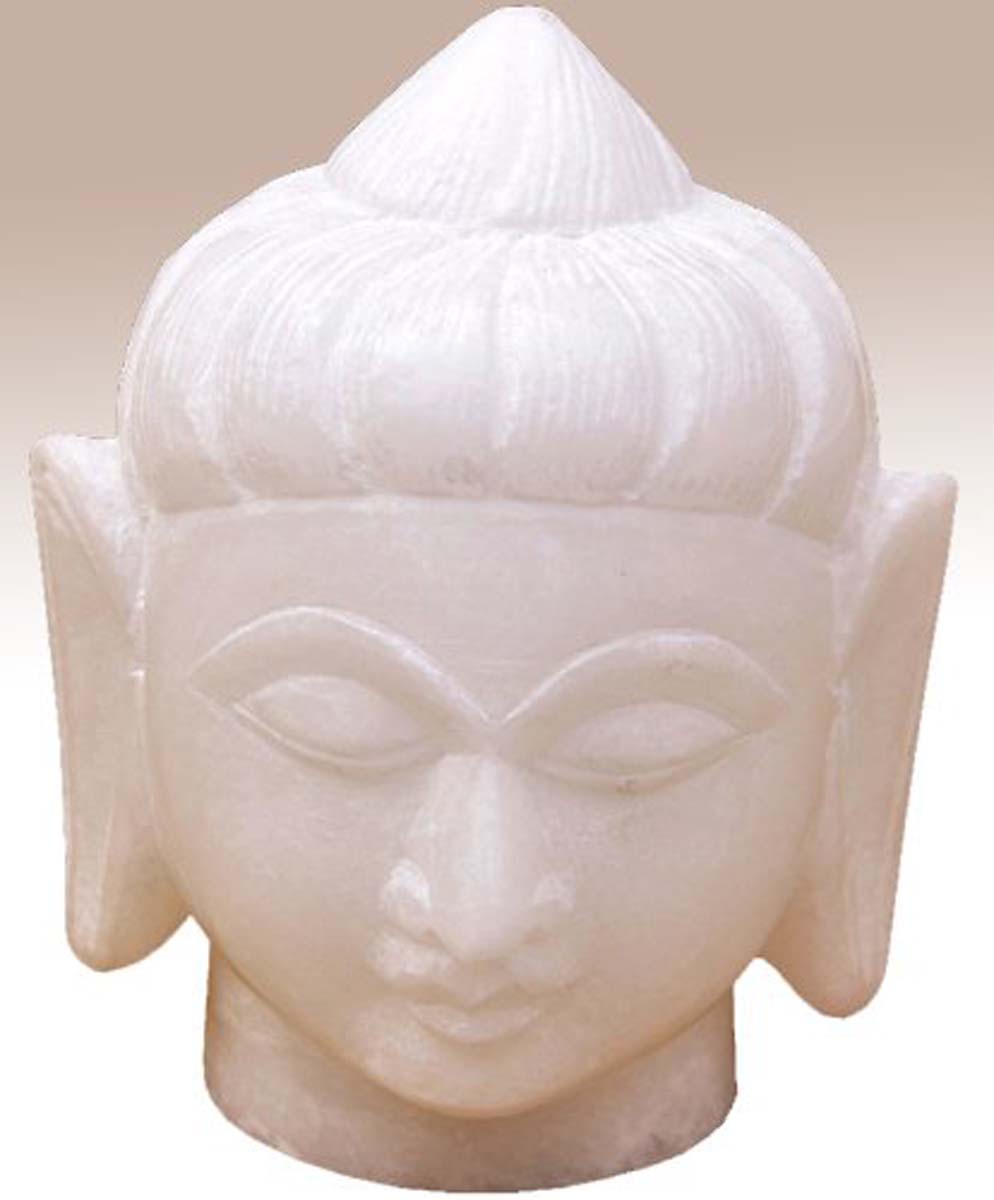 Wholesale Lord Buddha Head Sculpture/Figurine - Buy in Bulk 3” Hand Carved Alabaster Stone Buddha Head Statue - Unique Good Luck Charms Stone Sculpture - Home & Office Decor
