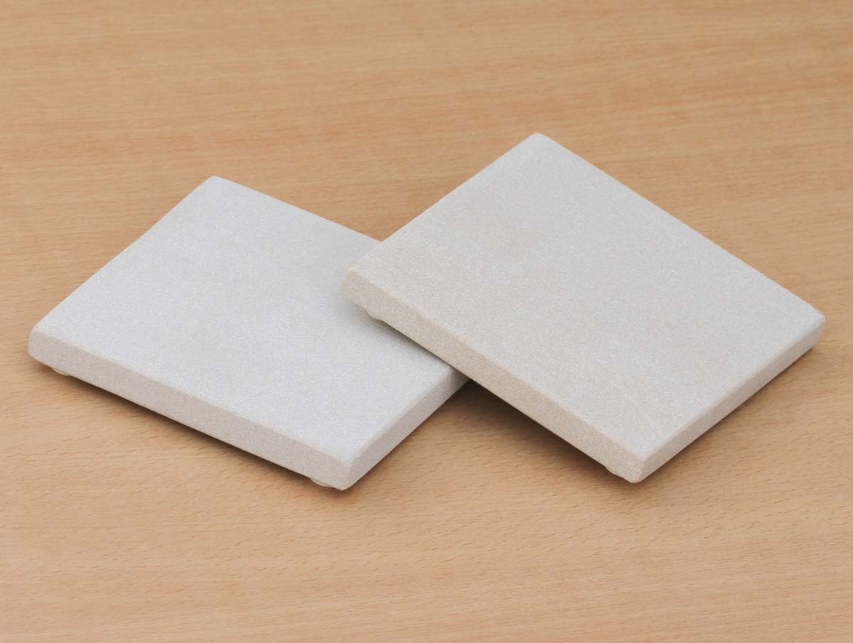 Buy in Bulk Wholesale Drink Coasters - Set of 2 - Natural Moonlight 4” Square Sandstone - White Absorbent Stone Table Coasters - Bar Accessories