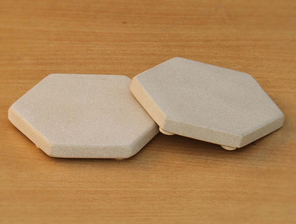 Buy in Bulk Wholesale Drink Coasters Hexagonal Sandstone - Set of 2 - Natural Moonlight-White Absorbent Stone Beverage Coasters