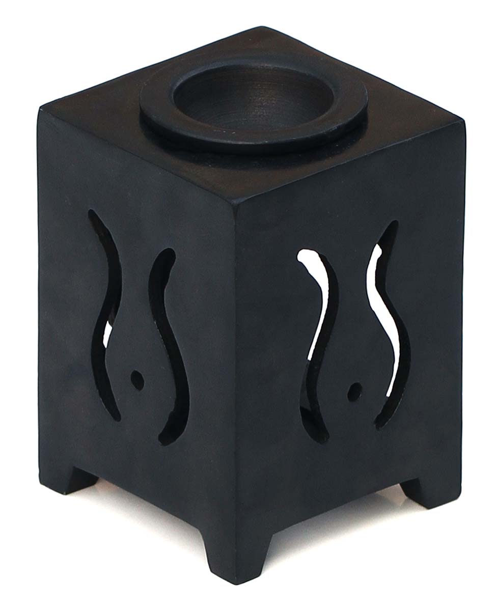 Wholesale Soapstone 4.5” Black Essential Oil Diffuser - Bulk Buy Stone Tealight Aromatherapy Wax Melt/Tart Warmer - Essential Fragrance Accessories from India