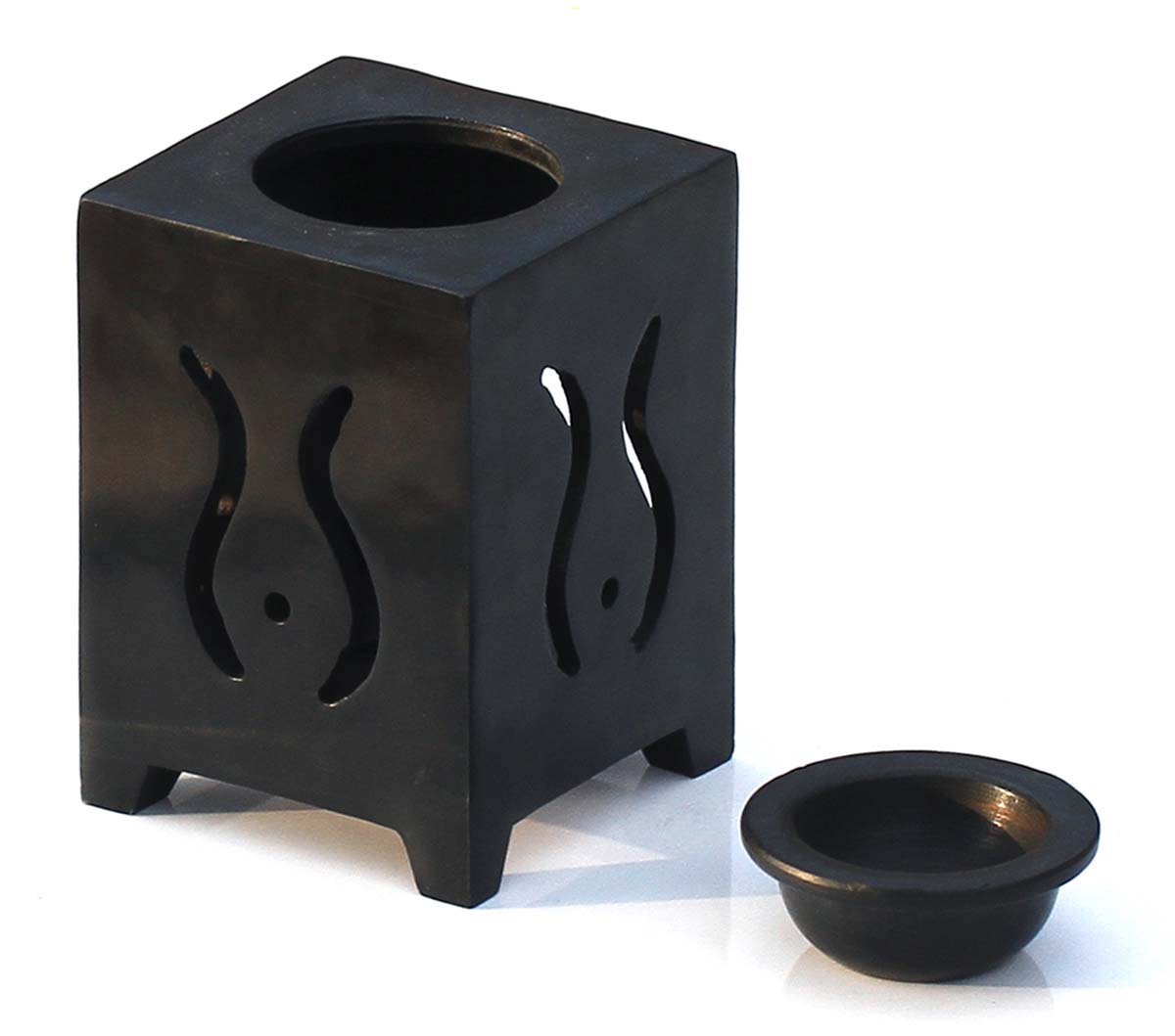 Wholesale Soapstone 4.5” Black Essential Oil Diffuser - Bulk Buy Stone Tealight Aromatherapy Wax Melt/Tart Warmer - Essential Fragrance Accessories from India