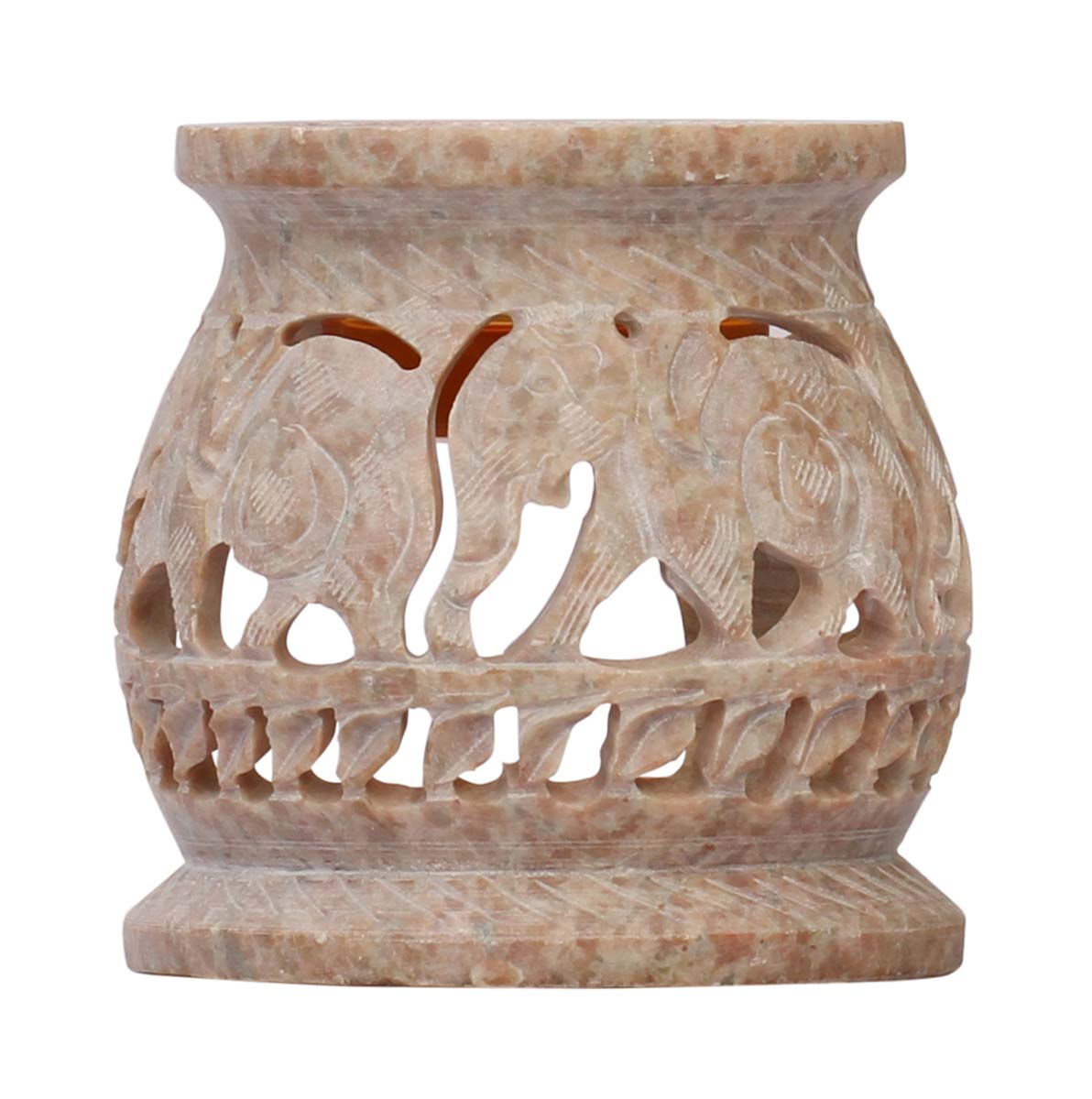 Wholesale Soapstone Essential Oil Diffuser - Bulk Buy Elephant Motif Stone Aromatherapy Wax Melt/Tart Warmer with a Glass Bowl - Essential Fragrance Accessories
