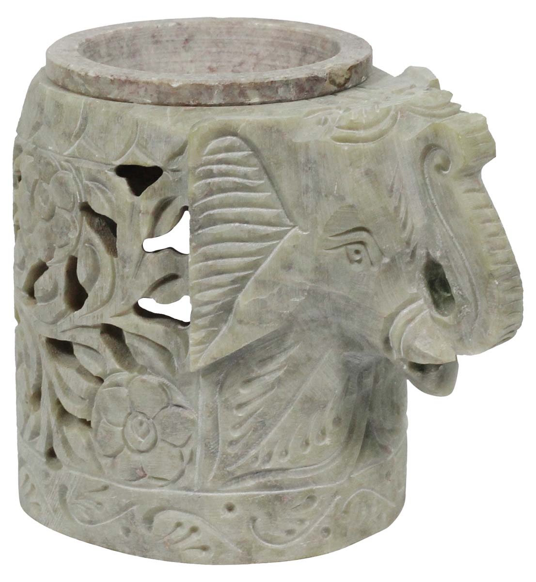 Bulk Source 3.5” Elephant Shaped Gorara Stone Essential Oil Diffuser - Wholesale Handcrafted Stone Aromatherapy Wax Melt/Tart Warmer with Lattice work - Essential Fragrance Accessories from India