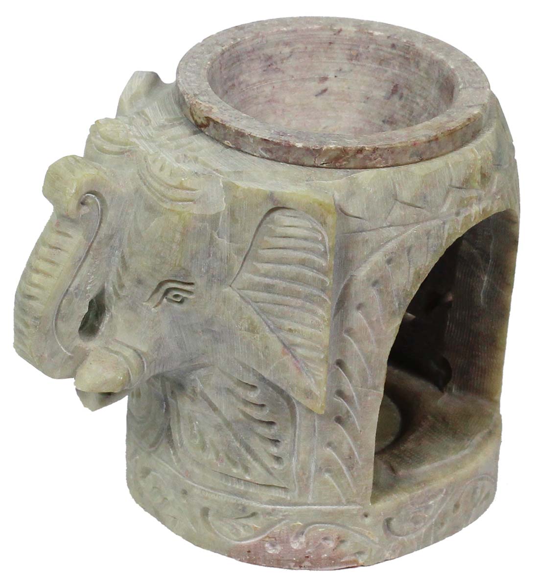 Bulk Source 3.5” Elephant Shaped Gorara Stone Essential Oil Diffuser - Wholesale Handcrafted Stone Aromatherapy Wax Melt/Tart Warmer with Lattice work - Essential Fragrance Accessories from India